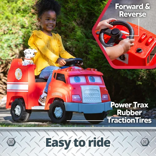 Miniatura 7 de Kid Trax Real Rigs - Camión de bomberos interactivo para niños de 1.5 a 4 años, batería y cargador de 6 voltios, efectos de sonido, rojo, grande