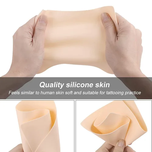 Miniatura 2 de Papel de transferencia con pieles de práctica de tatuajes – 20 piezas de piel falsa y plantilla de papel, incluye 10 piezas de tatuaje en blanco