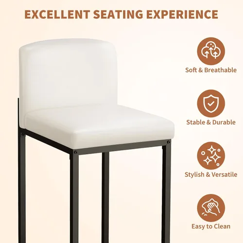 Miniatura 6 de GarveeHome Juego de 2 taburetes de bar, modernos taburetes de bar de altura de mostrador con respaldo y reposapiés, taburetes de bar tapizados