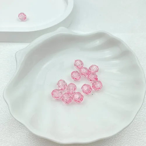 Miniatura 3 de 400 cuentas de cristal redondas acrílicas de 0.315 pulgadas (0.315 in), cuentas espaciadoras facetadas de color para hacer joyas, bricolaje, Rosa