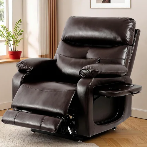 Sillón reclinable eléctrico de doble motor para adultos y personas mayores, silla elevadora de posición infinita con calor y masajes, portavasos,