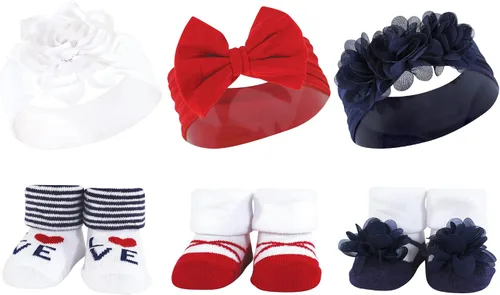 Miniatura 84 de Hudson Baby Conjunto de regalo de diadema y calcetines para niña Flor azul marino rosa