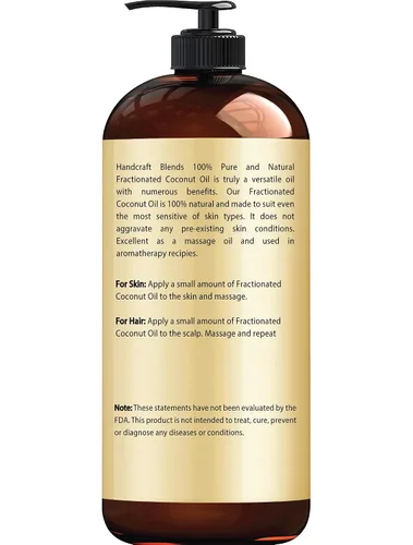 Miniatura 2 de Handcraft Blends Aceite de coco fraccionado – 16 onzas líquidas – 100% puro y natural – Aceite portador de alta calidad para piel, cabello y cuerpo