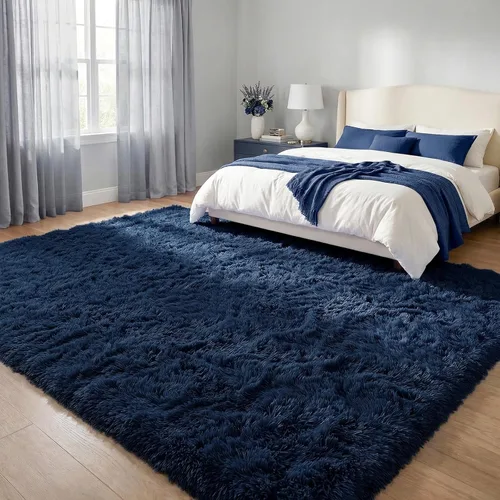 Miniatura 3 de DweIke Alfombras esponjosas de color azul marino para dormitorio, sala de estar, 3 x 5 pies, suave, felpa shaggy, color azul oscuro, para niñas