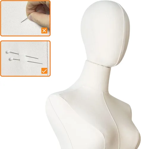 Miniatura 4 de Maniquí femenino con forma de torso para costura, cuerpo de maniquí dorado con soporte metálico, cabeza desmontable para exhibición de ropa