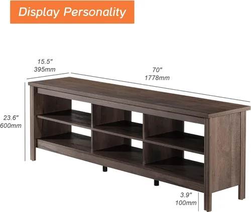 Miniatura 2 de WAMPAT Soporte de TV para TV de 75 pulgadas, centro de entretenimiento espresso para consola de TV de 70 pulgadas con 6 almacenamiento para sala