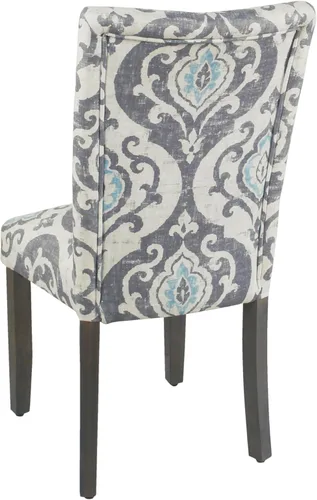 Miniatura 152 de Homepop Silla de comedor con detalles festoneados, sillas de comedor Parsons tapizadas, muebles decorativos para el hogar, tejido gris claro