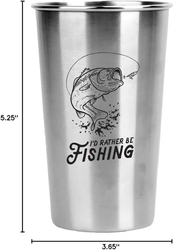 Miniatura 5 de Vaso de acero inoxidable "I'd Rather Be Fishing", regalo único para chicos, uso en casa, campamento, cámper, oficina, viajes, como regalo
