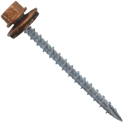 Miniatura 53 de 10 tornillos para techos de metal gris ABC de 2-1/2 pulgadas, cabezal de arandela hexagonal, arranque automático/roscado, arandela EPDM. 1 bolsa
