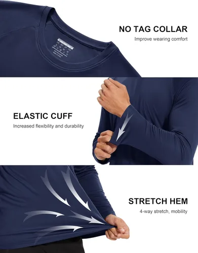 Miniatura 10 de MAGCOMSEN Camisas de manga larga para hombre, protección solar UPF 50+, camisetas atléticas para senderismo, correr, entrenamiento, protección