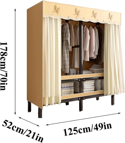 Miniatura 3 de Armarios grandes plegables de 0.984 in/1 pulgada de tubo de acero para ropa, estantes de almacenamiento para dormitorio, armario grande portátil