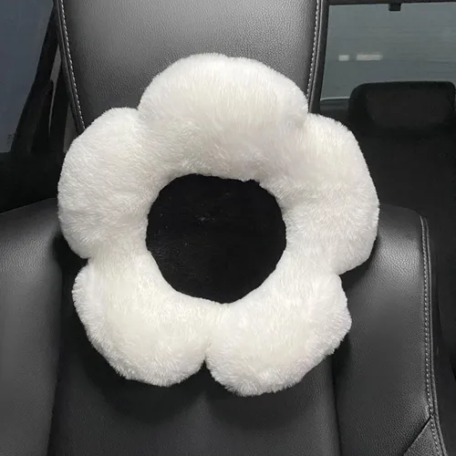 Miniatura 7 de Almohada para reposacabezas de coche de flores, color blanco y rosa, cojín de apoyo para el cuello para conducir 1 unids Almohada de cuello rosa