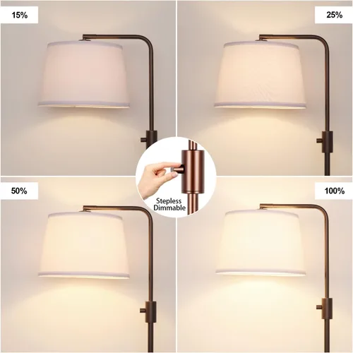 Miniatura 3 de Nintiue [Actualizada] Lámpara de pie regulable, bombilla LED Edison de 1000 lúmenes incluida, lámpara de pie moderna de arco alto marrón para sala