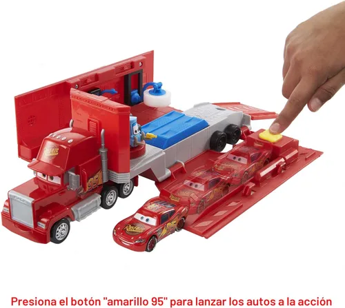 Miniatura 5 de Mattel Disney and Pixar Cars Transforming Mack Playset, camión de juguete 2 en 1 y estación de afinación con lanzador, elevador y más, gráficos