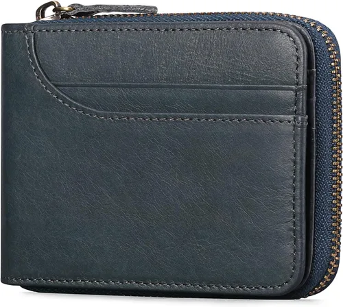 Miniatura 10 de Carteras GOIACII para hombres de cuero genuino con bolsillo frontal RFID con cierre de cremallera Bifold con tarjetero RFID, Zip Around, Bifold