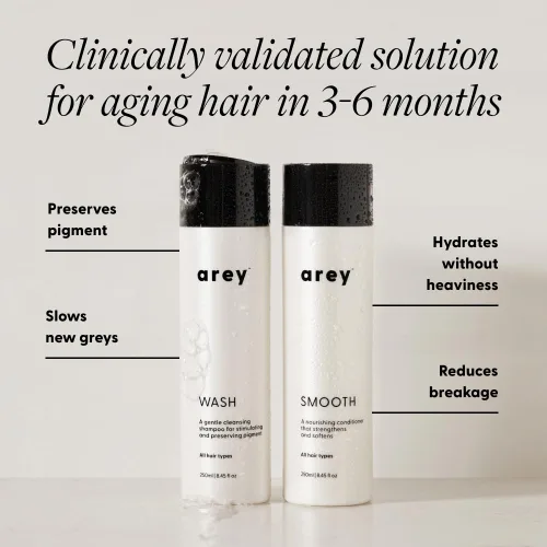 Miniatura 2 de Arey Shower Duo Juego de champú y acondicionador para lavado diario Retrasa + reduce los signos del envejecimiento del cabello gris Retiene