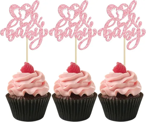 Miniatura 8 de 24 piezas de decoración de cupcakes con purpurina dorada para el día de San Valentín, temática de San Valentín, fiesta de cumpleaños, suministros