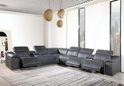 Miniatura 76 de BlackJack Furniture Venice - Juego de sofá reclinable seccional de cuero italiano de grano superior de 12 piezas con 4 reclinables eléctricos