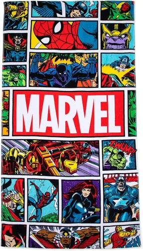 Jay Franco Marvel Comics - Toalla grande para baño/piscina/playa para niños, estilo vintage de cómic, toalla de algodón súper suave y absorbente,