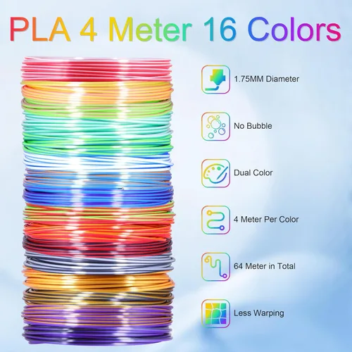 Miniatura 2 de MIKA3D 2 Envases de muestra de recambio de filamento de seda PLA de dos colores en 1, 16 sedas diferentes de seda PLA de dos colores, cada una de 4