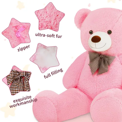 Miniatura 3 de Oso de peluche gigante de 47 pulgadas, animal de peluche marrón grande de 4 pies, oso de peluche de chocolate suave, regalos para novias, niños