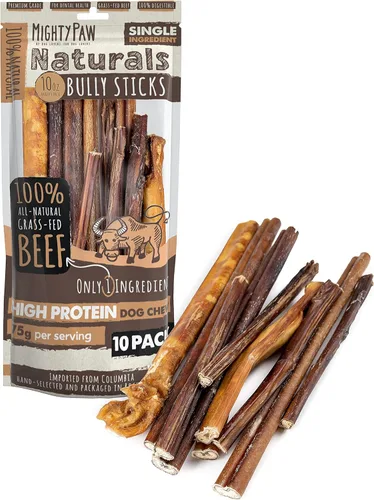 Miniatura 11 de Mighty Paw Palitos de goma de 12" de larga duración para perros - Masticables 100% naturales de carne de res alimentada con pasto. Palitos de goma