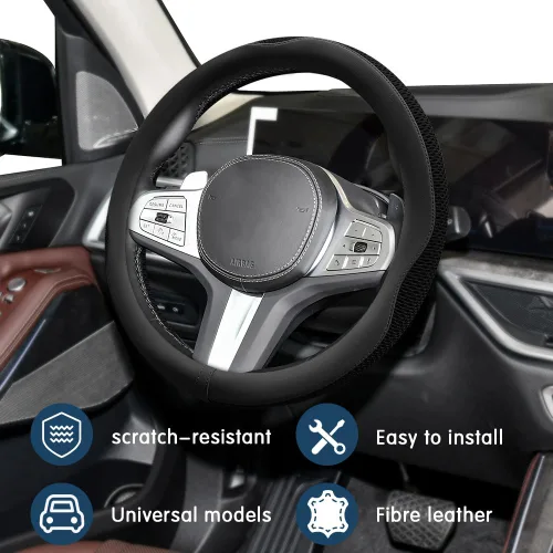 Miniatura 7 de Funda para Volante de Auto, Accesorios para Volante, Funda Universal de 15 Pulgadas de Microfibra Transpirable LCE de Seda, Protector Universal