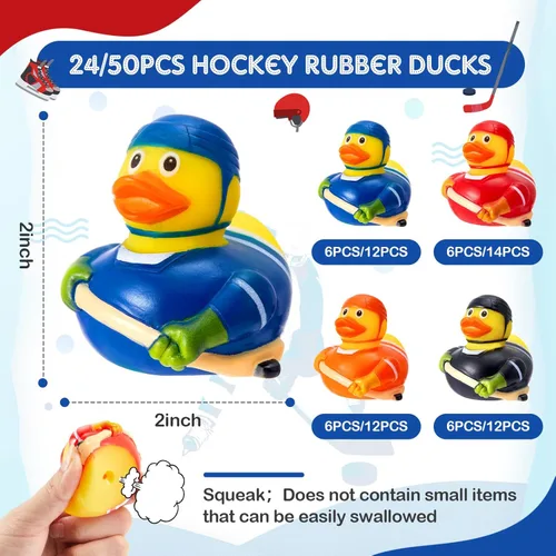 Miniatura 2 de Deekin Patos de goma de 2 pulgadas, recuerdos de fiesta deportiva a granel para eventos de equipo, suministros de fiesta de cumpleaños, regalo