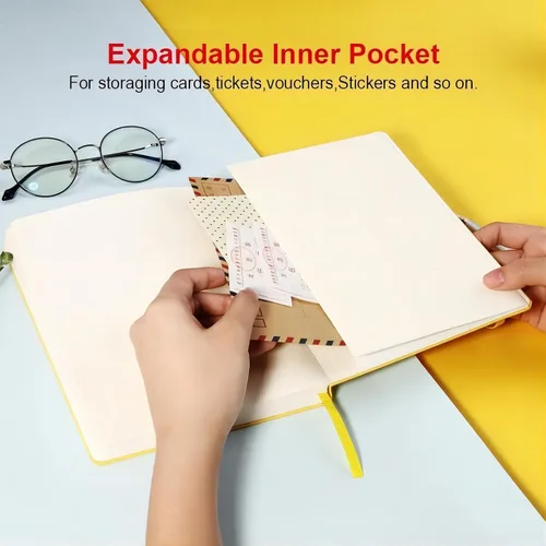 Miniatura 4 de POPRUN - Cuadernos de diario rayados A5, cuaderno de tapa dura de cuero grueso para escritura, trabajo de negocios, viajes, escuela, universidad