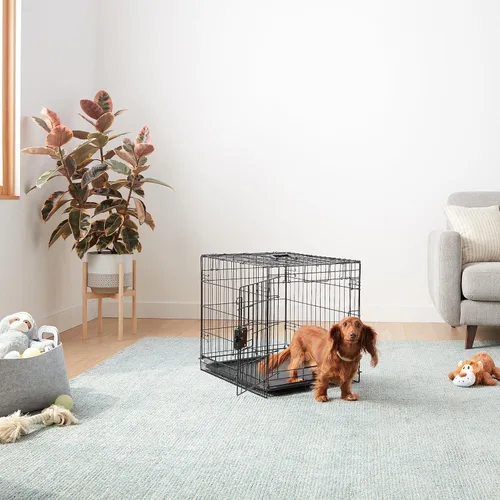 Miniatura 5 de Amazon Basics Jaula portátil y plegable de alambre de metal para perros pequeños con bandeja extraíble, panel divisor, puerta individual, fácil