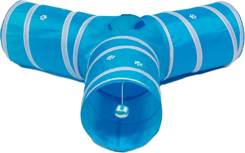 Miniatura 2 de Cat Tunnel - Juguete plegable de 3 vías - Tubo divertido para conejos, gatitos y perros, aguamarina