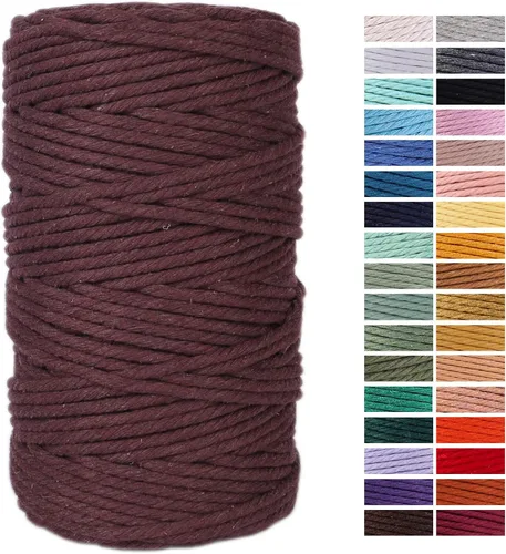 Miniatura 46 de Cuerda de Macramé Gris Claro 3mm x 109 Yardas, Cuerda de Algodón de Colores Cuerda para Manualidades Cuerda de Algodón Colorida para Colgar