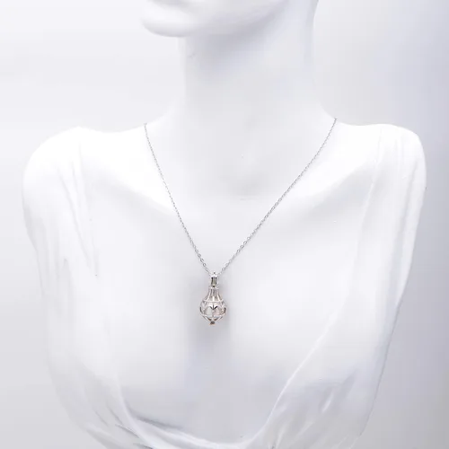 Miniatura 6 de Paialco Collar con colgante de plata de ley 925 con diseño de iglesia gótica y jaula hueca para mujer