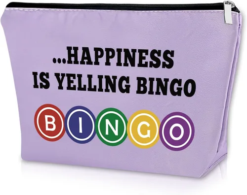 Miniatura 9 de Sazuwu Bingo Regalos Bolsa de Maquillaje Bingo Amantes Regalos Cosméticos Bolsa de Cumpleaños Regalos de Navidad Bolsa de viaje, Beige, 40 W/32 L