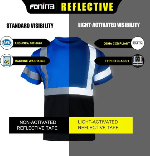 Miniatura 6 de FONIRRA Paquete de 3 camisas reflectantes de seguridad de alta visibilidad para hombres de alta visibilidad para trabajo de construcción con manga