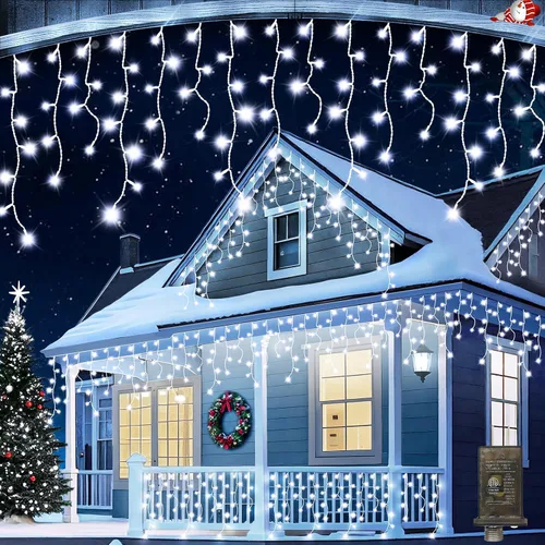 Miniatura 10 de JXLEDAYY Luces de Navidad superlargas de 1280 luces LED de 131 pies con 240 caídas, enchufables, con 8 modos de decoración de Navidad, para Multi