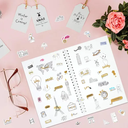 Miniatura 4 de SHANGRLA Álbum de recolección de calcomanías de cubierta plana para niños y adultos, libro organizador en blanco reutilizable para colección