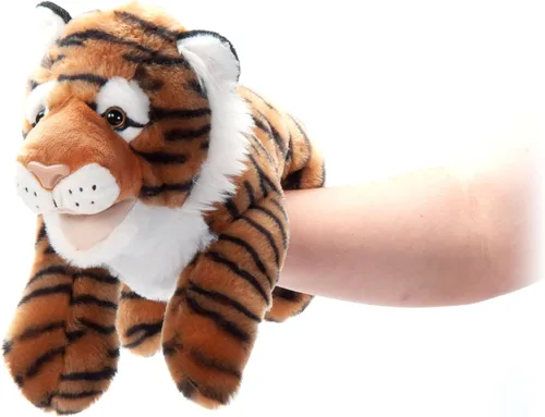 The Petting Zoo Peluche de marioneta de mano de tigre, regalos para niños, animales de marioneta, juguete de peluche interactivo de tigre, 16