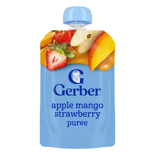 GERBER NATURAL PARA BEBÉ 2nd Foods Manzana Mango Fresa 6(4x3.5oz)