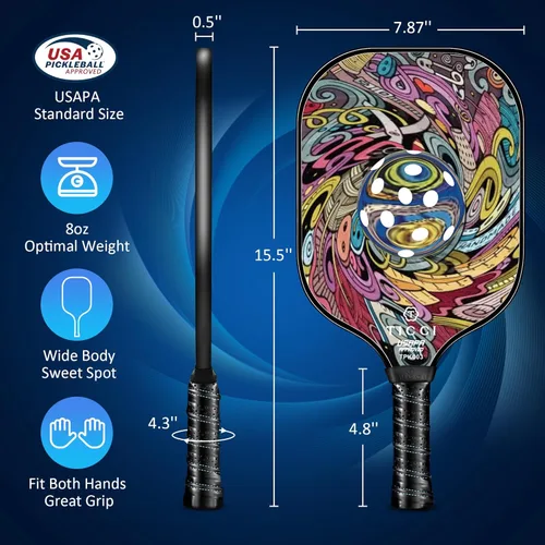 Miniatura 4 de TICCI - Pala de pickleball aprobada por USAPA, juego de 2 palas de grafito prémium con 4 bolas de pickleball, 1 bolsa de malla y 1 bolsa de Vórtice 3