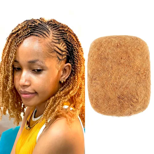 Miniatura 12 de Orientfashion Afro Kinkys a granel, cabello humano para extensiones de trenzas, cabello crochet para mujeres negras, paquete de 30g (20cm, #27)