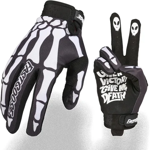 Guantes de motocicleta con diseño esqueleto para hombres y mujeres, guante transpirable para ciclismo, guante todoterreno para ATV MTB Motocross