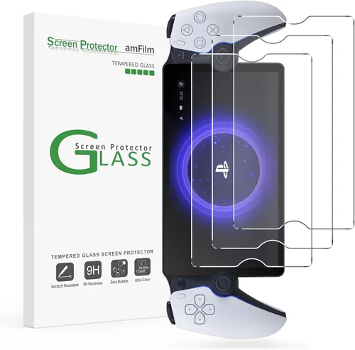 amFilm Paquete de 3 protectores de pantalla de vidrio templado para PlayStation Portal Remote Player de 8 pulgadas - PlayStation 5 con kit de fácil