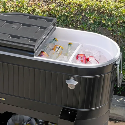 Miniatura 4 de Permasteel Enfriador de patio rodante: gran hielera para exteriores con ruedas, enfriador de bebidas para patio trasero, barbacoa, portón trasero
