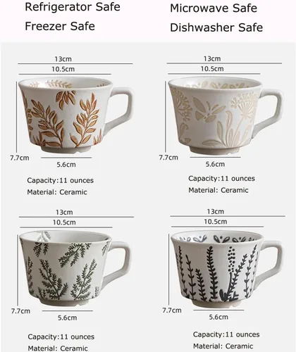 Miniatura 3 de Taza de cerámica, 11 oz - Tazas vintage para café, leche, café con leche, capuchino, té, tazas de porcelana aptas para lavavajillas, microondas