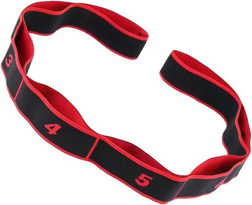 UncleS Banda Elástica de Tensión para Ejercicios, Cuerda de tracción, Cuerda de Estiramiento de 8 Segmentos, Banda de Estiramiento para Pilates, Rojo