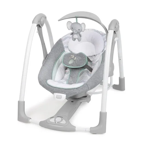 Ingenuity ConvertMe - 2 en 1 columpio portátil y compacto para bebé y asiento infantil, vibraciones que ahorran batería, sonidos de la naturaleza,