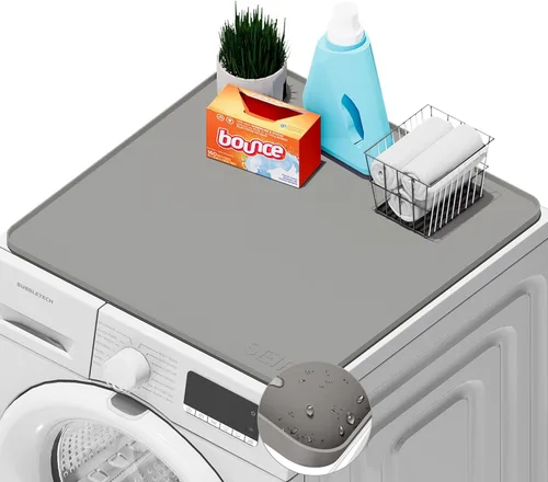 Miniatura 19 de SEIRI 2 piezas Cubiertas y Tapetes para Lavadora y Secadora para la Parte Superior, 26'' x 18'' Tapete Protector Superior de Silicona para Secadora