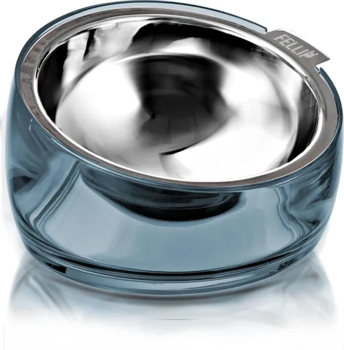 Miniatura 15 de Felli Oblik Cuenco de Comida y Agua para Perros de Acrílico Elevado de Acero Inoxidable Plato Ovalado Inclinado para Perros de Patas Cortas y Dorado