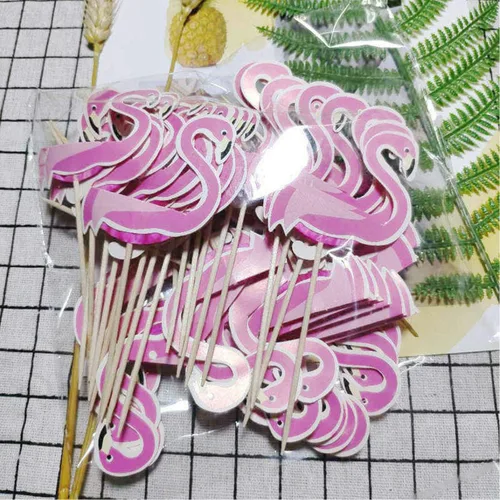 Miniatura 9 de 50 piezas de adornos para cupcakes 3D flamenco para cupcakes Toppers Food Picks Party Cocktail Tropical Cupcake Picks Decoración